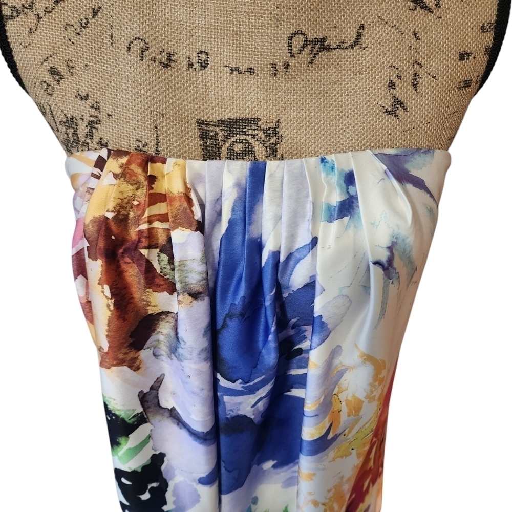 Nicole Miller Sleeveless Mini Lined Floral Watercolor Dress - 10 - Picture 3 of 13